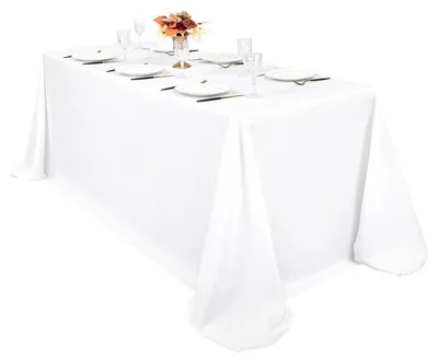 Produktbild von Rechteckige Tischdecke 228 x 396 cm Weiß Polyester Waschbar