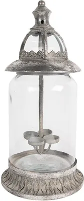 Productafbeelding van Clayre & Eef 6Y5245 Lantaarn, diameter 21 cm, hoogte 44 cm, zilverkleurig