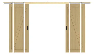 Produktbild von Doppel-Schiebetür mit Galandage-System - Holz & MDF - Holzfarben hell - 2 x 205 x 73 cm - BALERMA