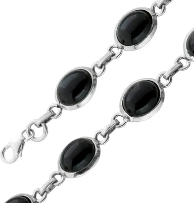 Produktbild von Onyx Armband Silber 925 schwarze Edelsteine 25ct. 20