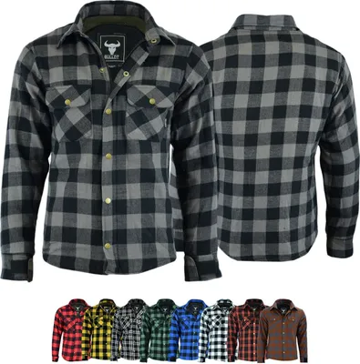 Produktbild von Herren Motorradhemd Lumberjack Holzfäller Hemd motorradjacke mit Protektoren, Größe:48/S, Farbe:Grau