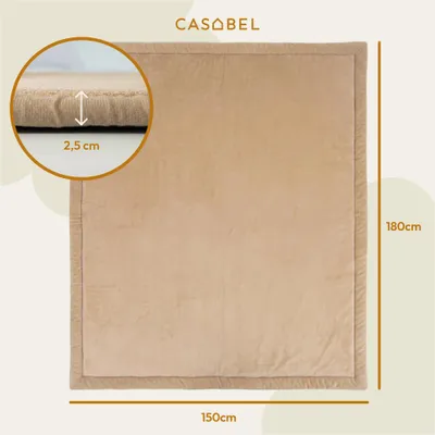 Produktbild von CASABEL Baby-Spielmatte aus Samt, dick und weich, 150x180cm, Cremeweiß