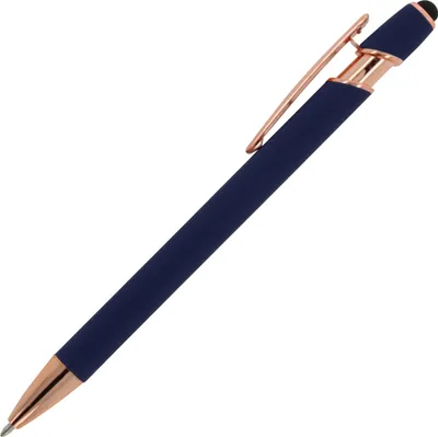 Produktbild von Touchpen Kugelschreiber "Roségold" / aus Metall / Soft-Touch / Farbe: dunkelblau