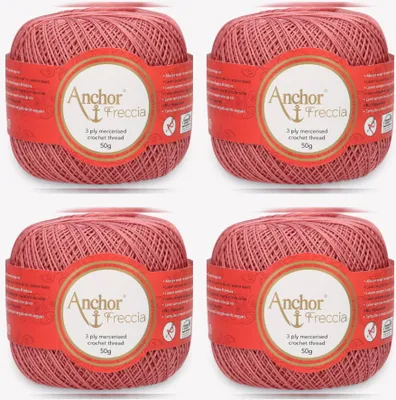 Image de 4 pelotes d'Anchor Freccia 12 – fil de coton pour le crochet et la dentelle (couleur 00895)