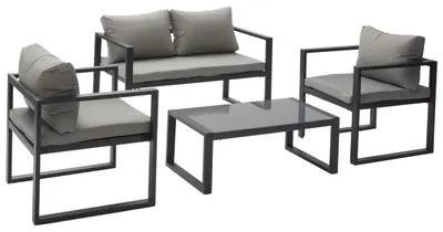 Produktbild von Gartenmöbel IBIZA aus grauem Stoff 4-Sitzer - Aluminium Anthrazit