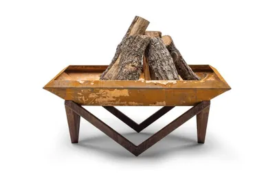 Image de Favilla Foyer extérieur en acier Corten rouillé - Brasero de jardin (77x77 cm) - Résistant aux intempéries et à la chaleur, pour terrasse & extérieur