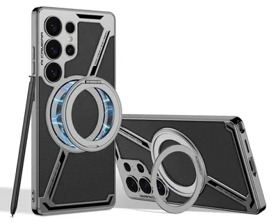 Image de Pour Samsung Galaxy S25 Ultra GKK Similicuir MagSafe Design Housse de protection noire