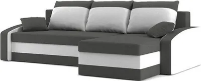 Produktbild von Logan-Ecksofa mit Schlaffunktion und Bettkasten in grau und weiß sawana 05 + sawana 99