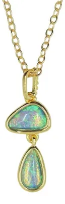 Produktbild von Opal 925 Sterling Silber Perlen Kette,Blauer Opal Geburts Stein Zierliche Halske
