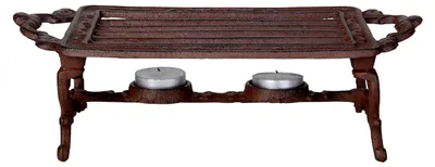 Produktbild von Robuster Gusseisen Topflömer Speisenwärmer für 2 Teelichter, 31 x 13,5 x 9,3 cm