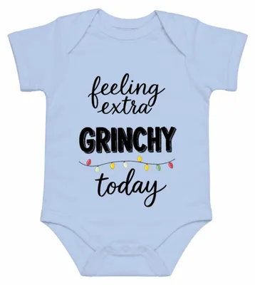 Image de Body pour bébé, motif "Grinch de Noël", couleur bleu ciel, taille 0/3 mois