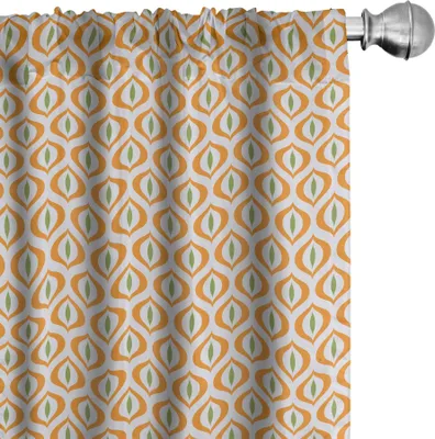 Zdjęcie produktu dla ABAKUHAUS Geometryczne zasłony, firanki, wzór retro „kocie oczy” w kolorach winogron, autentyczne, klasyczne, artystyczne, 2 sztuki 75 x 245 cm, pomarańczowy, zielony, biały