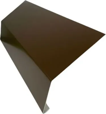 A brown metal flashing piece on a white background.