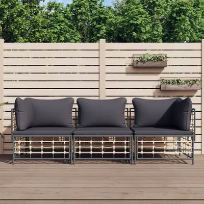 Obrázek produktu pro The Living Store 3dílná zahradní lounge souprava s polštáři antracitový polyratan