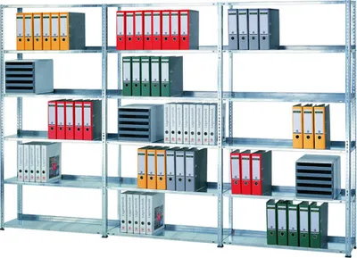 Produktbild von Schulte Büro-Fachbodenregal MULTIplus150 Schraubsystem ohne Mittelanschlag | Grundregal | Fachlast 150kg | 200x100x60cm | 6 Ebenen | Beidseitig nutzbar | Verzinkt