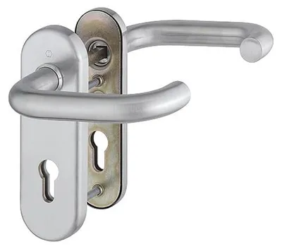 Produktbild von Paris HOPPE Schutz-Türdrücker-Kurzschild-Garnitur, E138Z/3331K/353K-1 (Entfernung: 72mm, Vierkant: 8mm, Türstärke: 37 - 42 mm, Zylinderabdeckung: Nein, Oberfläche: Edelstahl matt) Entfernung: 72mm Vierkant: 8mm Türstärke: 37 - 42 mm Zylinderabdeckung: Nei