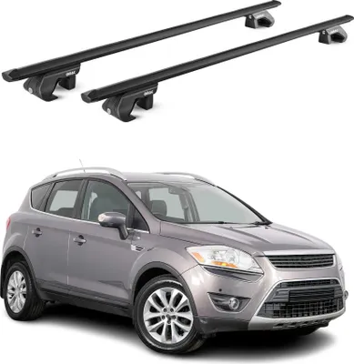 Image de Barres de toit transversales ABE pour Ford Kuga 2008-2020 5 P Alu Noir 2x