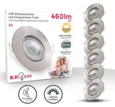 Zdjęcie produktu dla Reflektor wpuszczany LED obrotowy lampa punktowa ultrapłaskie spoty sufitowe IP23 ZESTAW 6