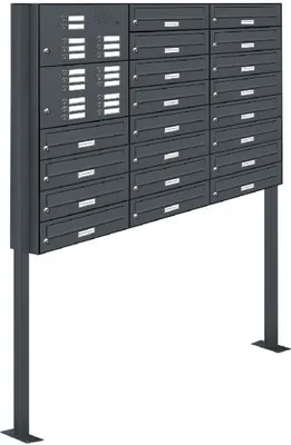 Produktbild von 20er Briefkasten Standanlage Freistehend RAL 7016 Anthrazit Klingel