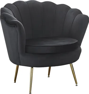 Produktbild von SalesFever Muschel-Sessel | Bezug Samt-Stoff | Gestell Metall goldfarben | B 78 x T 76 x H 78,5 cm | schwarz