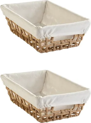 Produktbild von Aufbewahrungskörbe - 30 x 20 cm - Beige - Braun - mit Stoffeinsatz - 2er Set