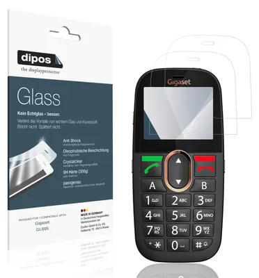 Produktbild von 2x Schutzfolie für Gigaset GL695 - Anti-Shock 9H Folie dipos Glass Kunststoffglas