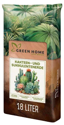 Produktbild von Green Home Kakteen & Sukkulenten Erde 18 L – mit Perlit, langzeitgedüngt, pH 5,8, Langzeitdünger, Kokosfasern, gute Drainage