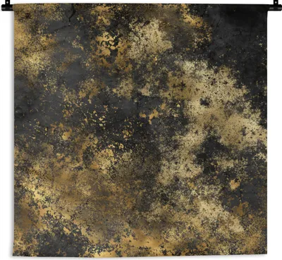 Produktbild von MuchoWow® Wandteppich Wandbehang Gold - Schwarz - Abstrakt - Luxus 90x90 cm Tapisserie Dekoration Wandtuch - Wandaufhänger