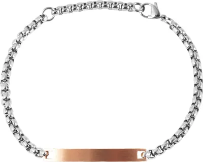 Produktbild von Akzent Armband mit gravurfähiger Identplatte aus Edelstahl, IP Beschichtung, silberfarbig, roségoldf