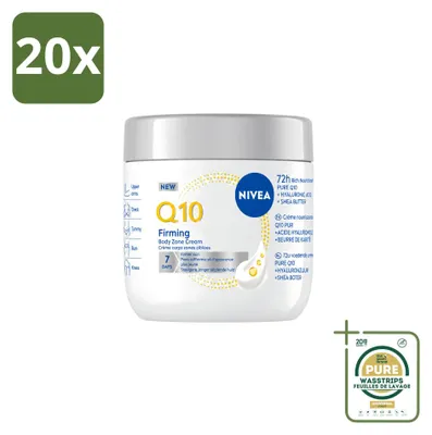 Imagen del producto de 20 unidades de crema corporal NIVEA Q10, reafirmante y rejuvenecedora, 400 ml, pack ahorro