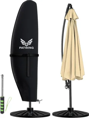 Immagine prodotto di PATWING copertura protettiva per ombrellone 600D Oxford, ombrellone a sbalzo 2-4m, resistente alle intemperie, impermeabile, protezione UV, nero
