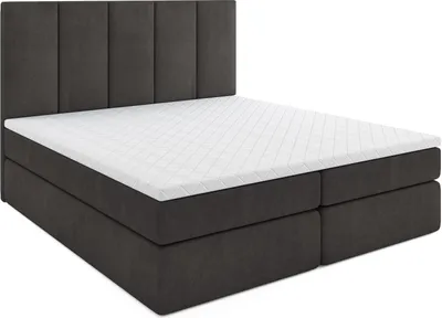 Produktbild von MR GROUP Boxspringbett mit Bettkasten LATINA 120x200 cm, H3 Samtstoff Polsterbett mit Matratze und Topper Doppelbett Bett für Schlafzimmer, dunkelgrau