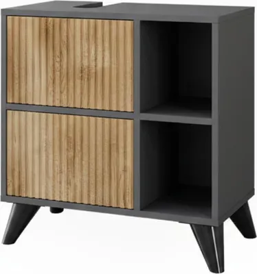 Immagine prodotto di Mobiletto per lavabo Vicco Leano Antracite/quercia di montagna 60 x 62 cm con 2 cassetti, Model 52125