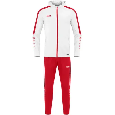 Produktbild von JAKO Damen Trainingsanzug Polyester Power mit Kapuze, Farbe:weiß/rot, Größe:42