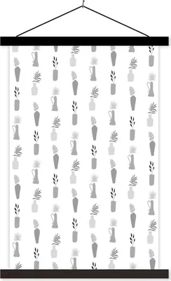 Produktbild von MuchoWow® Textilposter Hintergrund - Schwarz - Weiß 120x180 cm mit schwarzem Rahmen - Fotos
