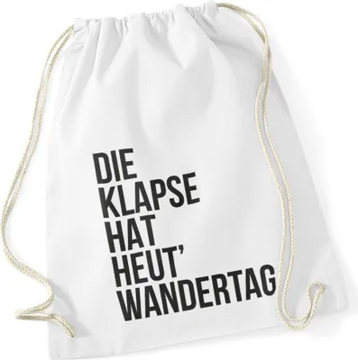Produktbild von Turnbeutel Klapse hat heut Wandertag Hipster Beutel Tasche Jutebeutel Gymbag
