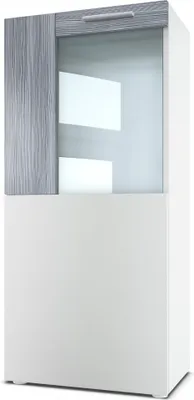 Produktbild von Vladon Stand-/Hänge Vitrine Movie, Weiß matt/Avola-Anthrazit - Moderne Glasvitrine - (BxHxT): 50,5 x 111 x 32,5 cm