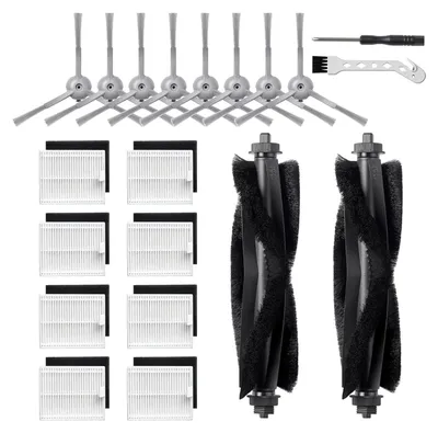 Produktbild von 20 Stück Ersatzteile für Eufy L60/ L60 SES/ L50/ L50 SES Saugroboter, Ersatz Zubehörset mit 2 Hauptbürste, 8 Seitenbürsten, 8 Filter (mit Schwamm), 1 Reinigungsbürste, 1 Schraubendreher