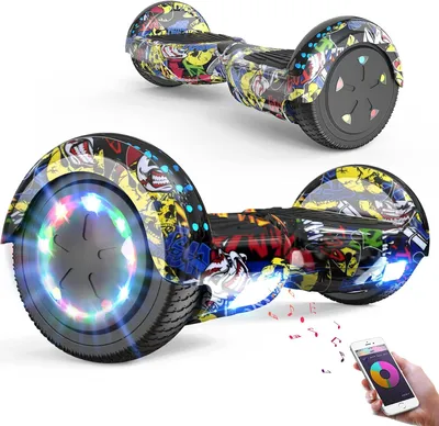 Produktbild von Hoverboards,Hoverboards Kinder,6,5 Zoll Self Balance Scooter,E-Scooter mit schönen LED-Lichtern,Bluetooth-Lautsprecher,Geschenk für Kinder
