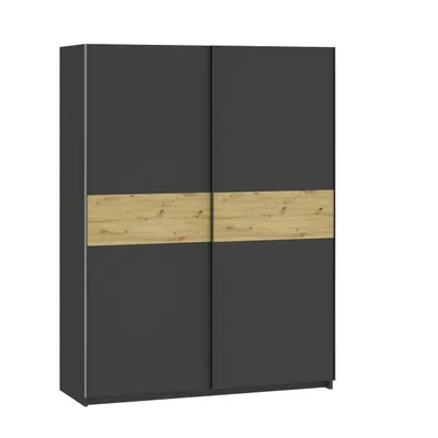 Obrázok produktu pre Šatníková skriňa 151 cm RANDLER - antracitová / orech hickory