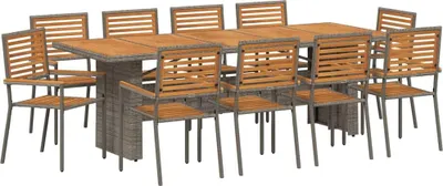 Produktbild von vidaXL Garten Essgruppe 11 pcs Grau und Braun Poly-Rattan