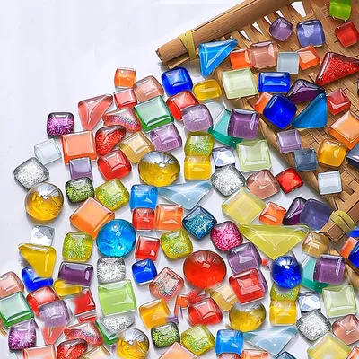 Produktbild von 1000g Bunte Glas-Mosaiksteine für Kreative Projekte
