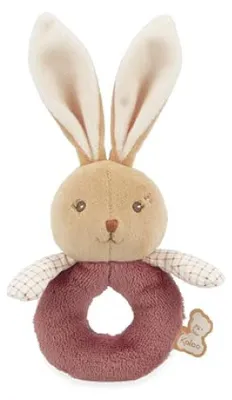 Image de Kaloo Hochet Lapin Bordeaux en Fourrure Douce