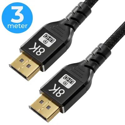 Productafbeelding van Nuvance - Displayport Kabel - 3 Meter Display Kabel - tot 32.4GBps - 8K Ultra HD - voor TV, Computer, Monitor, Projector & Beamer - Display Port
