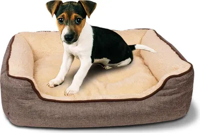 Produktbild von Hundebett Hundesofa Hundekorb mit Wendekissen (S) 58 x 46 cm Außenmaß, beige/braun