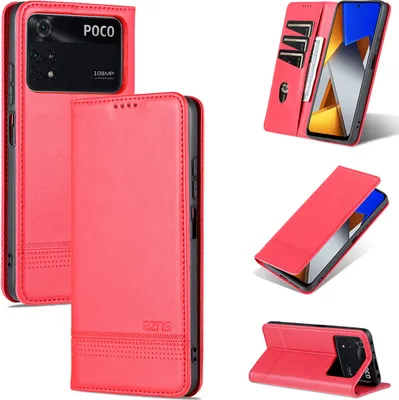 Produktbild von Xiaomi Poco M4 Pro 4G Leder Hülle, Klapphüllen Brieftasche Magnetverschluss Ständer Schutzhülle für Xiaomi Poco M4 Pro 4G Rosa