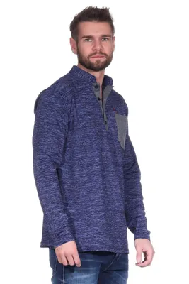 Produktbild von Herren Basic Langarm Shirt Stehkragen;  Blau L