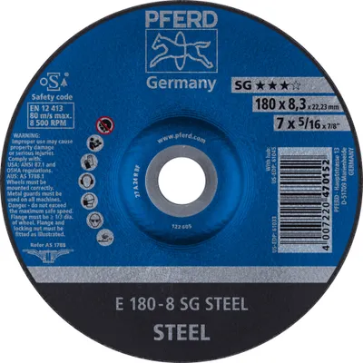 Produktbild von PFERD TOOLS Schruppscheibe E 180x8,3x22,23 mm Leistungslinie SG STEEL für Stahl