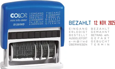 Produktbild von COLOP Wortbandstempel Mini Dater S120/WD Schrifthöhe: 4 mm mit Datum