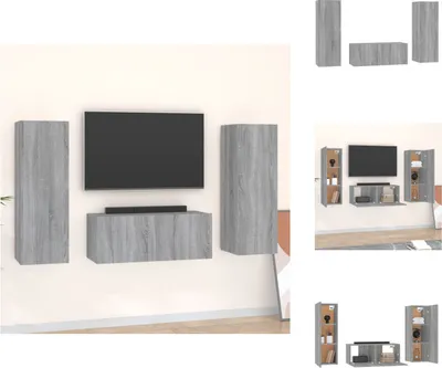 Produktbild von vidaXL 3-tlg. TV-Schrank-Set Grau Sonoma Holzwerkstoff -  TV-Möbel